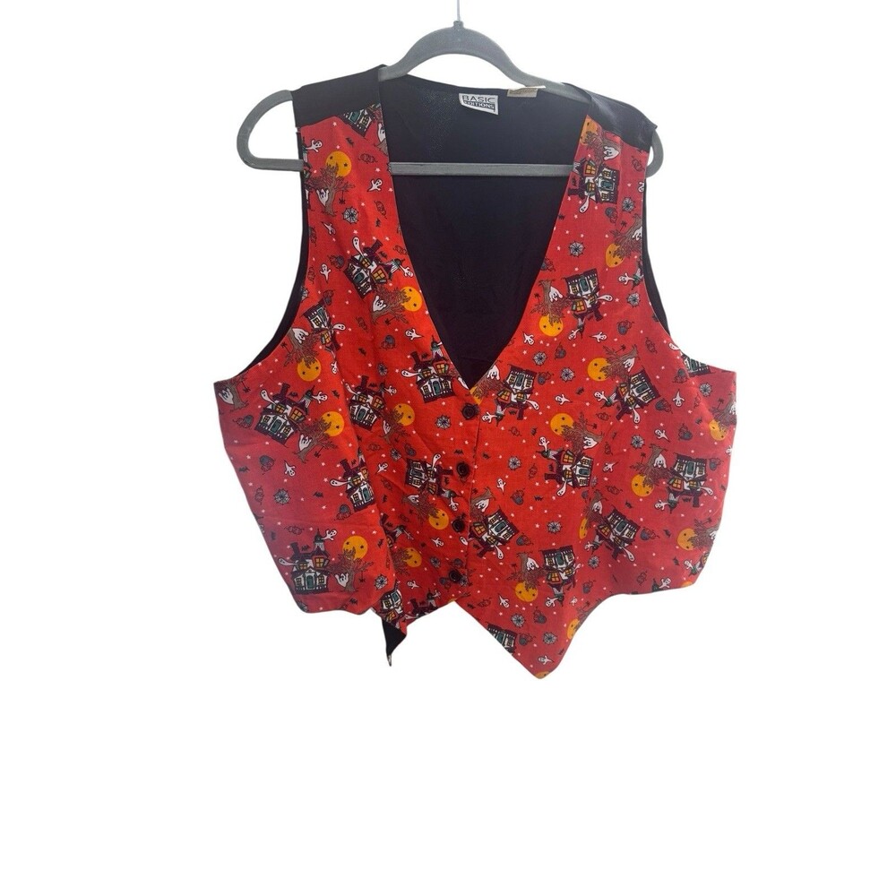 Vintage Basic Editions Halloween Vest Plus 24W Haunted House Ghost Spiderweb